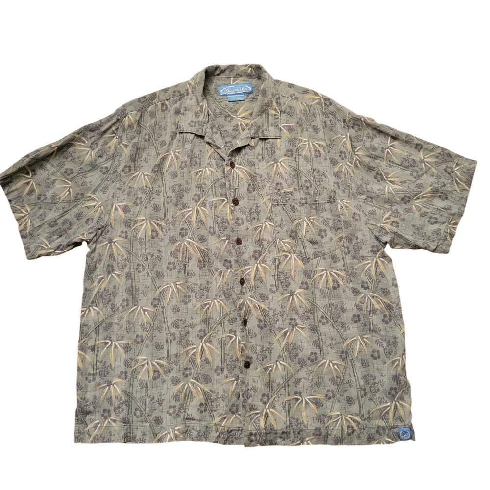 Bermuda Bay XL Hawaiian Button Up Shirt‎ Silk Floral Bamboo Pattern